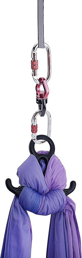 Aerial Silk 9 yards kit Low Stretch Durable Lavender Fabirc with Rigging Hardware for kids beginer Acrobatic Dance Aerial Yoga (9 yards, Lavender Purple)