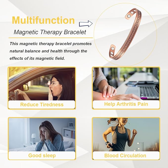 Copper Bracelets for Women, 99% Pure Copper Retro Magnetic Bracelet, Copper Jewelry Gift （0238Q）