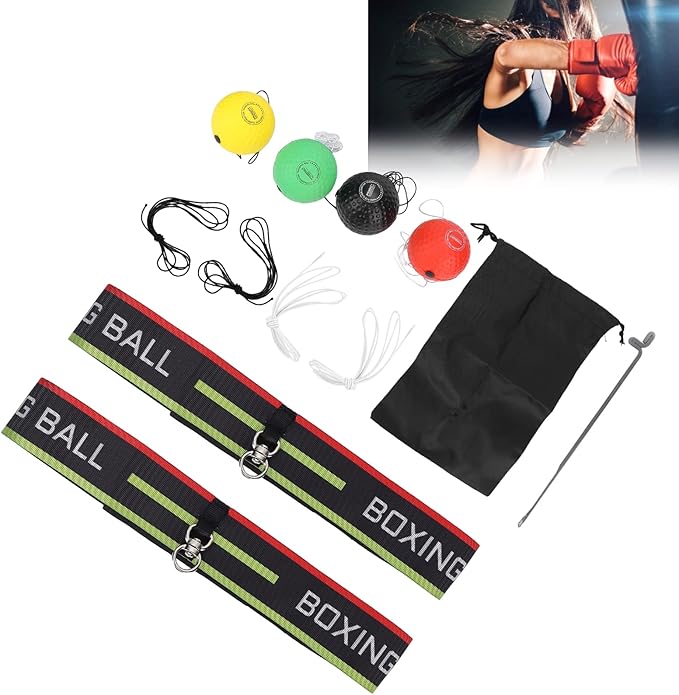 Boxing Ball Headband, Adjustable Boxing Headband Reflex Ball Set for Improving Reaction and Coordination Skills