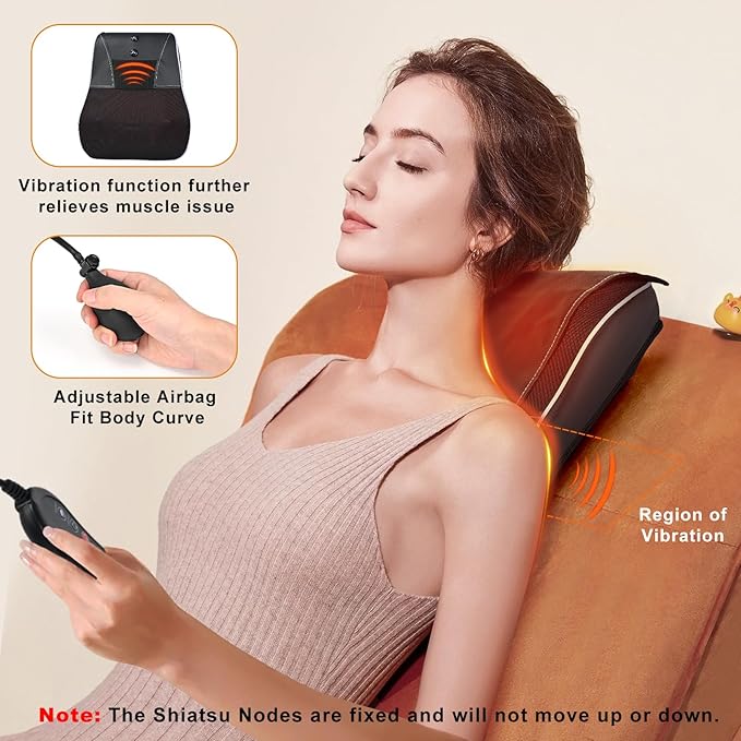 Shiatsu Neck and Back Massager with Heat,Neck Massager for Pain Relief deep Tissue,3D Kneading Massage Pillow for Back,Shoulder,Leg,Gifts for Mom,Dad,Women (Black)