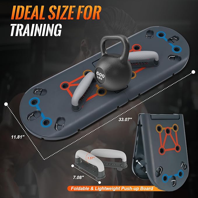 Hikeen Push Up Board - Portable Push Up Bar for Home & Travel, Multi-Functional Fitness Workout Equipment | Ideal Home Gym Equipment for Strength Training | Durable Push Up Board for Men and Women