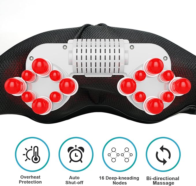 cotsoco Neck Massager,Shiatsu Shoulder and Back Massager with Heat, Electric Deep Tissue Massage Pillow for Body Muscle Pain Relief,Best Gifts Mom Dad Women Men,Home, Office Car Use