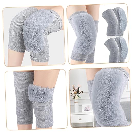 FRCOLOR 1pair Warm Knee Support Sleeve Elastic Knee Wraps for Outdoor Activities Ergonomic Design for Injury Prevention Comfortable and Breathable Material for Cold Weather Use