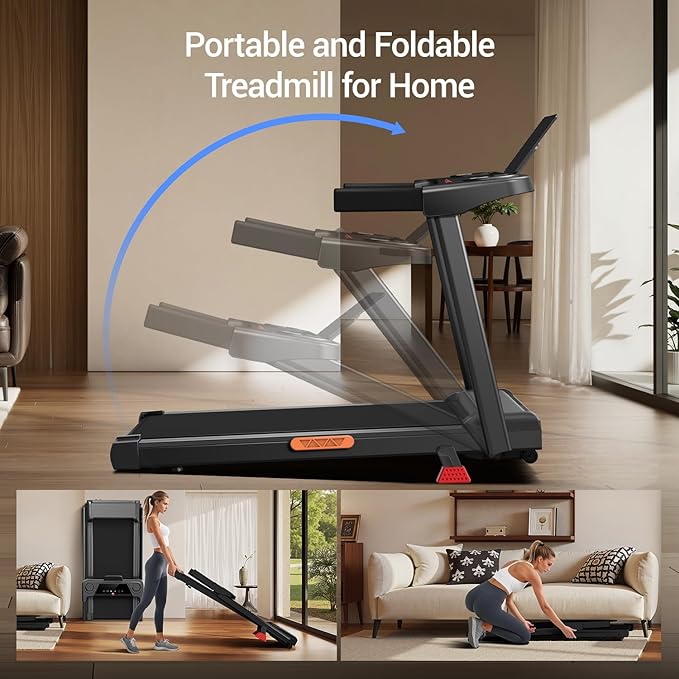 3-in-1 Foldable Treadmill with 15% Incline, Folding Treadmill with Handles, Portable Treadmills for Home and Office, 3.0HP Quiet Walking Pad with Three Screen Display, 300Lbs Capacity