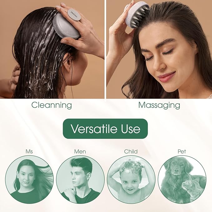 Scalp Massager Brush for Hair Growth – Silicone Scalp Scrubber & Scalp Exfoliator – Manual Scalp Massager Brush for Wet or Dry Use – Hair Massager Scalp Shampoo Brush Tool (Green)