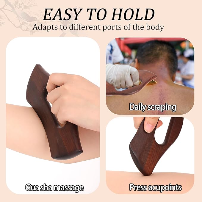 Lymphatic Drainage Massager, Wooden Body Gua Sha Tool Manual Muscle Scraper Tools Back Massage Relieve Muscle Fatigue, Body Gua Sha Paddle Anti Cellulite Tool for Women and Men