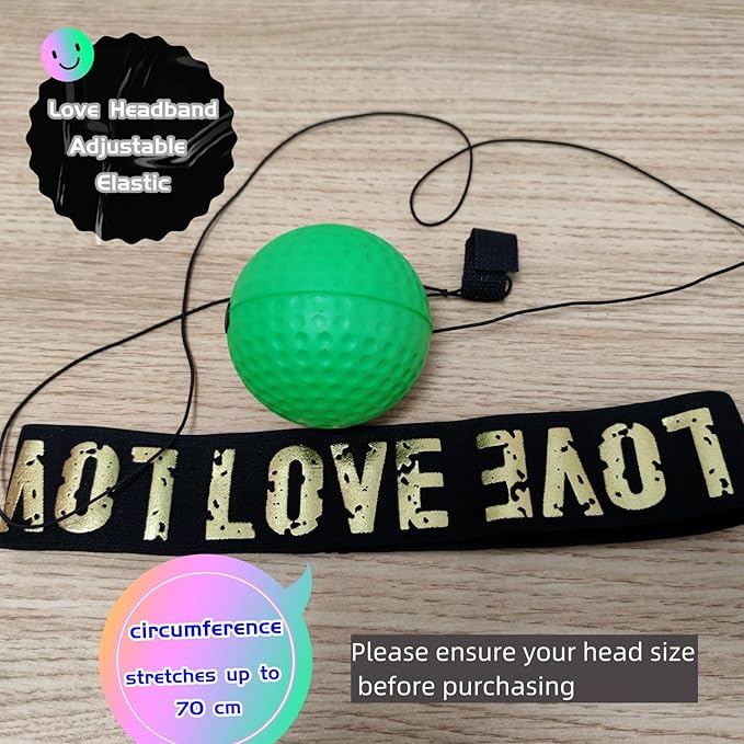Sports Reaction Ball Boxing Reaction Training Ball, PU Reflex Ball Head-Mounted Love Adjustable Elastic Band, Perfect for Fighting Skills, Reaction Speed, Hand-Eye Coordination Training