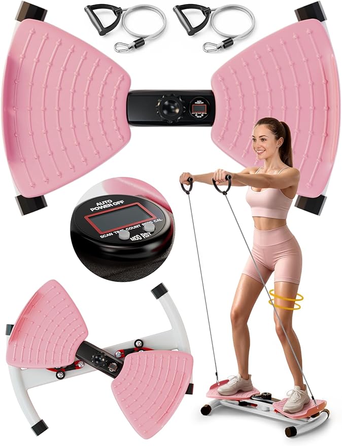 Waist Twister Machine with Smart Digital Counter and Resistance Bands 300 Lbs Capacity, Noiseless Ab Twister Board for Home Exercise, Fitness Equipment Ideal for Women to Burn Belly Fat and Tone Body