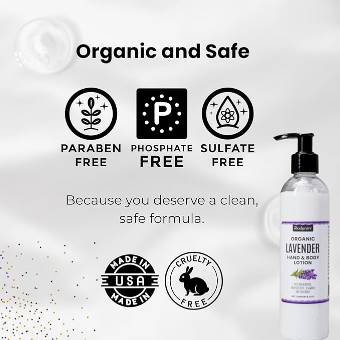 Lavender Massage Lotion Body Moisturizer with Organic Shea Butter & Grapeseed Oil, Vegan, Ideal for Massage Therapy, Spas, and Home Body Cream