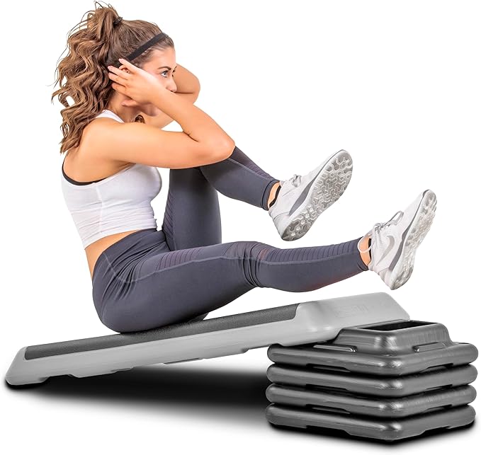 The Step Freestyle Grey Aerobic Platform, Health Club Size Steppers for Exercise