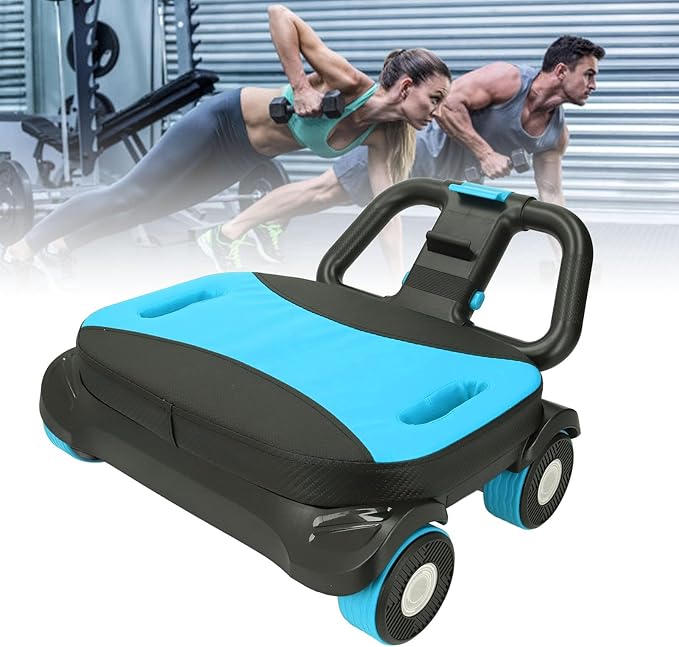 With 4 Wheels Automatic Rebound Abdominal Wheel For Core Workout, Foldable Elbow Support Full Body Workout,Abdominal Exercise Roller For Men And Women For Home Gym Black Blue