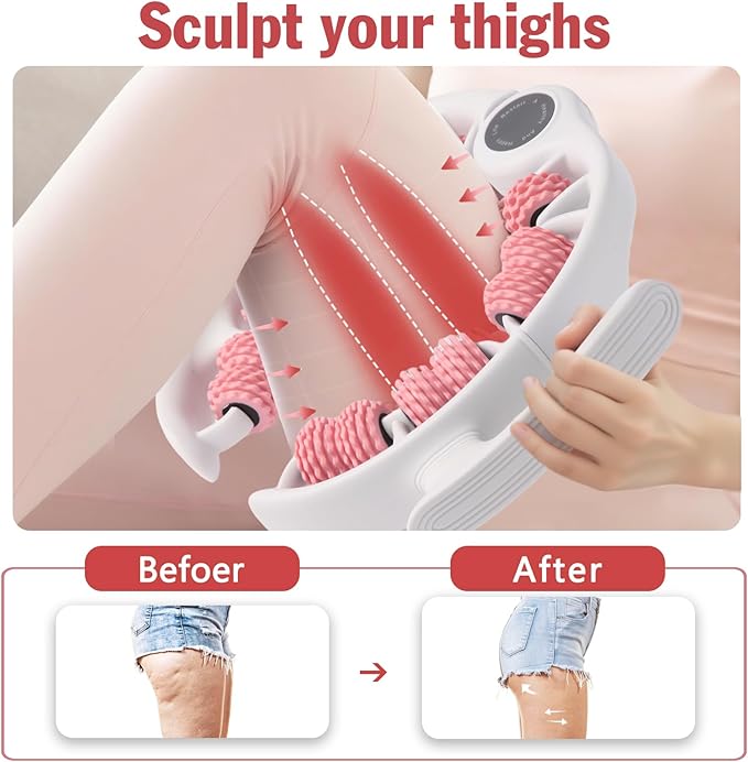 Cellulite Massage Tool Cellulite Roller for Legs/Thighs/Body, Lymphatic Drainage Massager Anti Cellulite Smooth & Firm Cellulite Remover Help Relax Muscles and Stimulate Circulation, Pink-White
