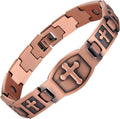 Magnetic Bracelet and Ring Set for Men, 99.99% Pure Copper Jewelry, Adjustable Cross & Celtic Knot Design, Gift for Dad