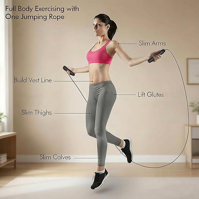 Jump Rope,Adjustable Jumping Rope,Tangle Free Fast Ball Bearings skipping rope,Suitable for Men, Women, and Kids,Fitness,Workout and Slimming at Home,School.