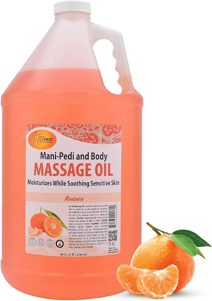 SPA REDI Mandarin Massage Oil – Professional & Family Skin Nourishment Treatment | Legacy of Trust & Universal Gentleness | Premium Nourishment for Loyalty & Peace of Mind | 128 Oz Gallon