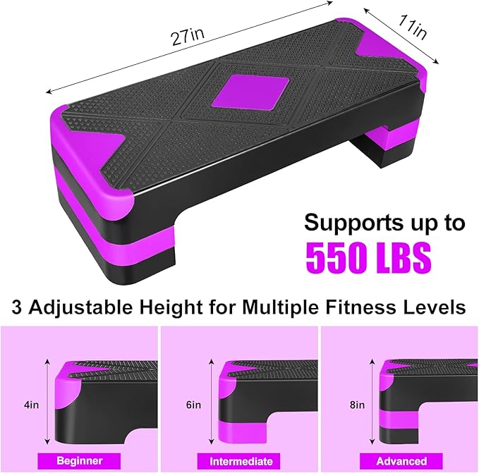 Adjustable Exercise Workout Aerobic Stepper Step Platform Trainer