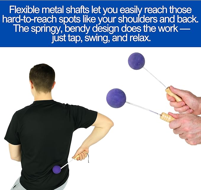 Bongers Handheld Percussion Massage Tool – Deep Tissue Trigger Point Tapping Sticks for Whole Body Pain Relief & Muscle Relaxation (Pink Rainbow Cosmic)