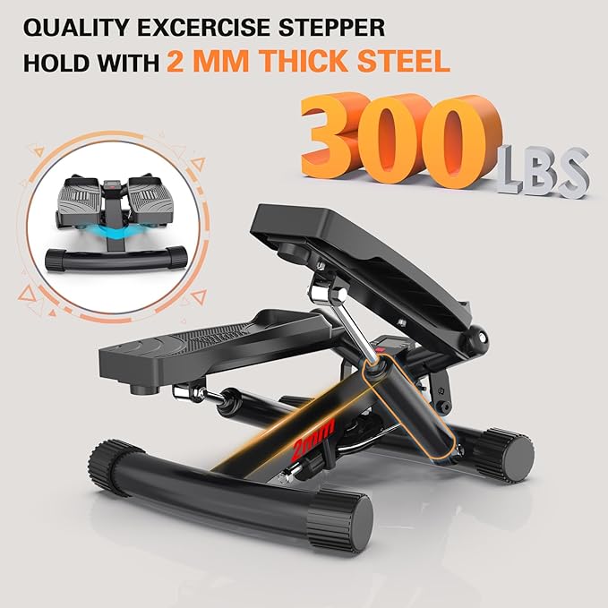 Mini Stepper Exercise Machine, Hydraulic Home Stepper Exercise Machine,300 LB Weight Black, Step Machine for Exercise at Home,2 MM Thickness Stepping Machine for Exercise at Home