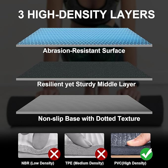 Large Workout Mat 6'x2' & 6'x4' - Home Gym Flooring for Weightlifting, Jump Rope, MMA, Yoga, Cardio, Stretch, Plyo, HIIT - Shoe-Friendly