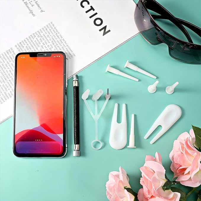 Skylety 16-Piece Exercise Ball Plug Replacement Kit with Needle, Nozzle, Rubber Hose, and Balloon for Yoga, Volleyball, Soccer, Basketball, and Other Inflatable Toys