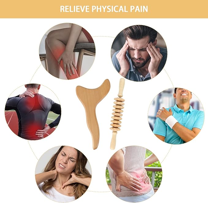 2 Pcs Wooden Gua Sha Tools Lymphatic Drainage Tool, Machomby Wood Therapy Massage Tools Manual Gua Sha Tools Anti Cellulite Massage Tool for Gua Sha Massage, Maderotherapy, Body Sculpting