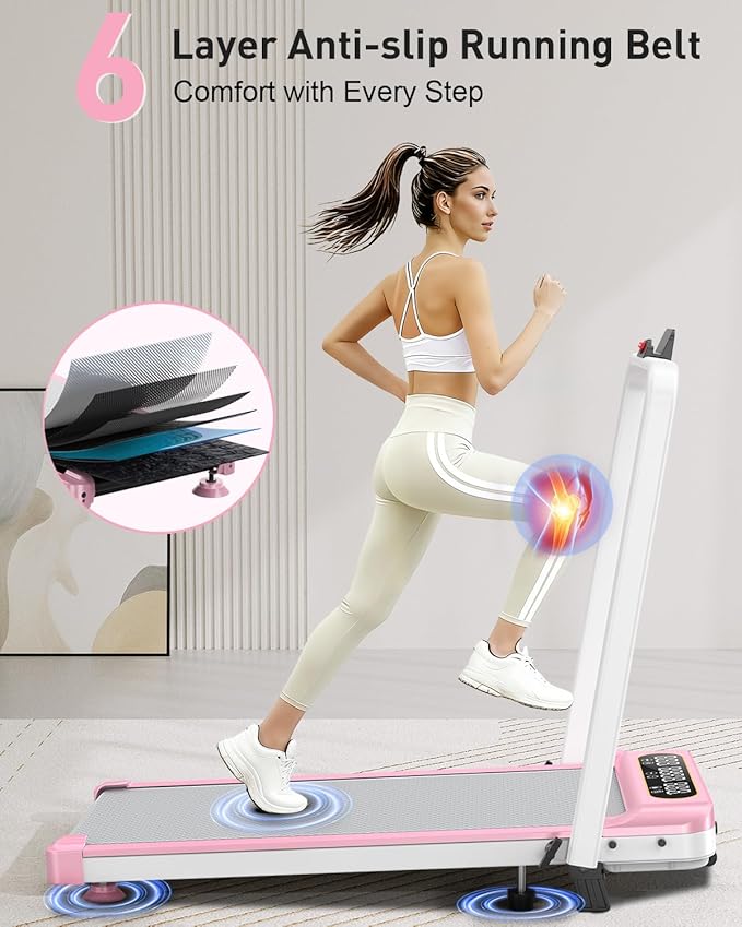 Foldable Treadmill with 10% Incline, Upgrade 3.5HP Low Noise Walking Pad Treadmill with Handle Bar, Trisomy 4 in 1 Portable Under Desk Treadmills for Home/Office, 350Lbs Capacity, APP & Remote Control