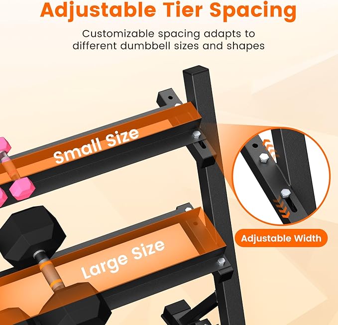 Dumbbell Rack, 3-Tier Dumbbell Weight Rack for Home Gym, Dumbbell Set for Dumbbell Kettlebell Barbell, Heavy Duty Weight Storage Organizer, Dumbbell Rack Stand Only