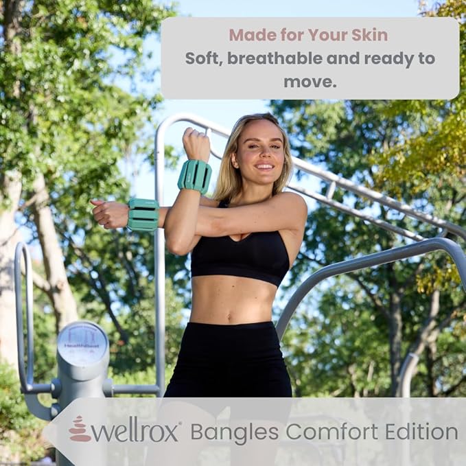 Wellrox Weighted Bangles – Adjustable Ankle and Wrist Weights for Women & Men – Set of Ankle Weights 2 lbs (1 lb Each Wrist Weight) | Weighted Arm Bands for Pilates, Yoga, Running & Walking