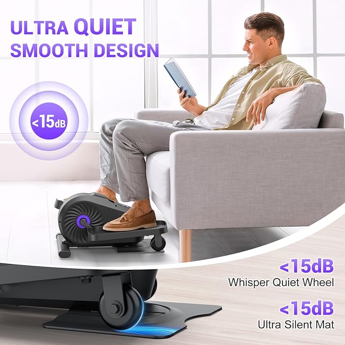 FUNMILY Under Desk Elliptical, Under Desk Bike Pedal Exerciser, Fully Assembled Leg Exerciser 2 in 1 Seated Standing Elliptical, Ultra-Quiet Mini Elliptical Machines for Home Office Use