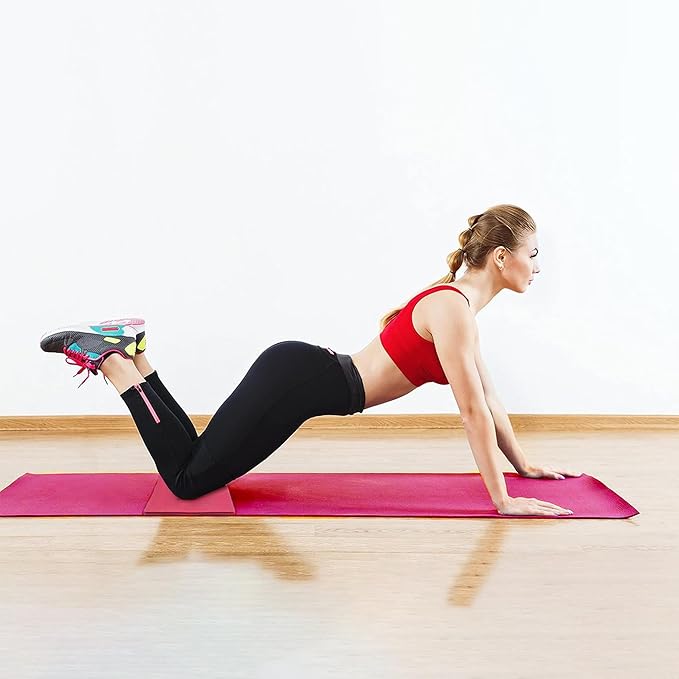 BalanceFrom 71x24 Inches Yoga Mat with Knee Pad and Optional Blocks – Extra 1-Inch Thick Non-Slip Foam with Anti-Tear Surface and Carrying Strap for Home, Studio, or Gym Workouts