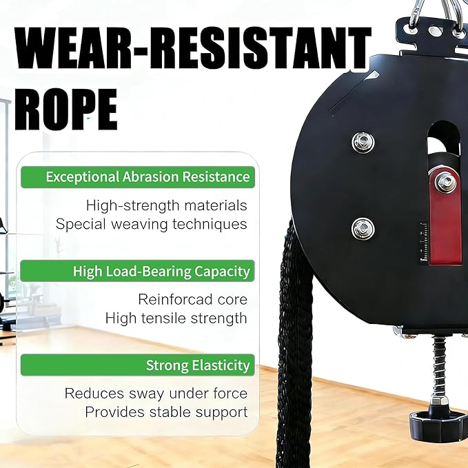 Endless Rope Trainer - Suspension Endless Rope Pulley, Adjustable Resistance Trainer Machine, Closed-Loop Nylon Rope, Cable Machine Home Gym for Grip, Arms Training Black