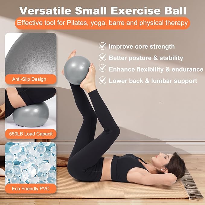 Tsikavo Pilates Ring, Pilates Ring Circle and Ball Set, 12 Inch Magic Circle Pilates Ring,9 Inch Small Exercise Ball,Resistance Bands Set, Home Pilates Equipment for Women