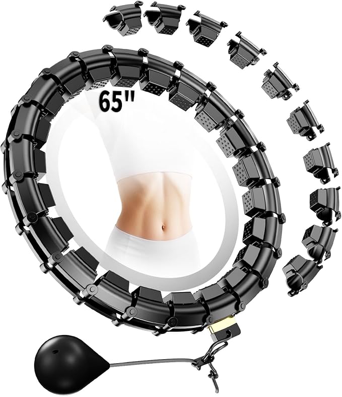 65 Inch Adjustable Fitness Waist Hoop – 32 Detachable Links, Quiet Non-Drop Fitness Tool for Adults Weight Loss, Plus Size Exercise Hoop for Women & Beginners