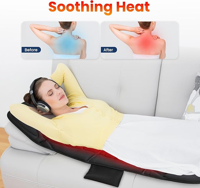 COMFIER Full Body Massage Mat with Heat, 10 Vibration Motors, 4 Heating Zones, 30-Minute Auto Shut-Off, Foldable Relaxation Pad for 3 Adjustable Intensity– Vibration Massage Only