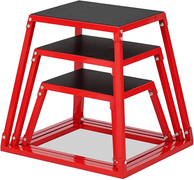 GarveeLife Plyometric Jump Box, Heavy-Duty Steel Plyo Boxes with Rubber Pad for Home Gym, Jump Platforms Step Up Box, Jump Trainers Conditioning Strength Training with Sizes 12", 18", 24", 30"