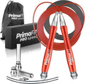 PrimaFIT Jump Rope Pro Speed Skipping Rope Adjustable Adult Jumping Rope Weighted Aluminium Handles for Double Dutch Boxing Workout Crossfit Exercise Fitness Spare Cable Weights Protectors Carry Bag