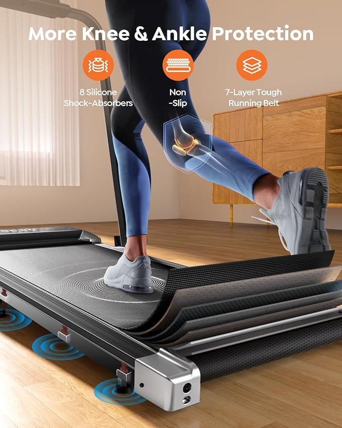 Walking Pad with 12% Incline & Height-Adjustable Handlebar, 5-in-1 Foldable Treadmill for Home & Office, Portable Under Desk Treadmill with LED Display & App Control