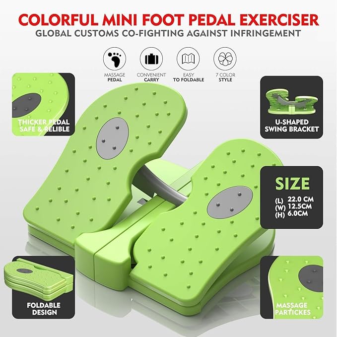 Leg Exerciser for Seniors While Sitting – Under Desk Foot Pedal & Massager for Circulation, Muscle Relief, and Varicose Vein Support at Home or Office
