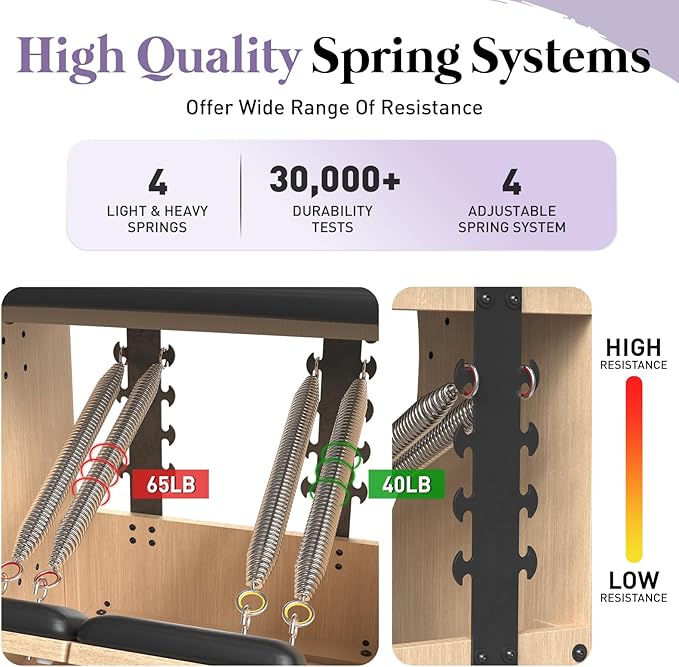 PAETA Pilates Chair,Pilates Combo Chair,Wunda Chair with Resistance Bands, Handles, and Split Pedals, Professional Yoga Chair Pilates Machine for Home and Studio Use
