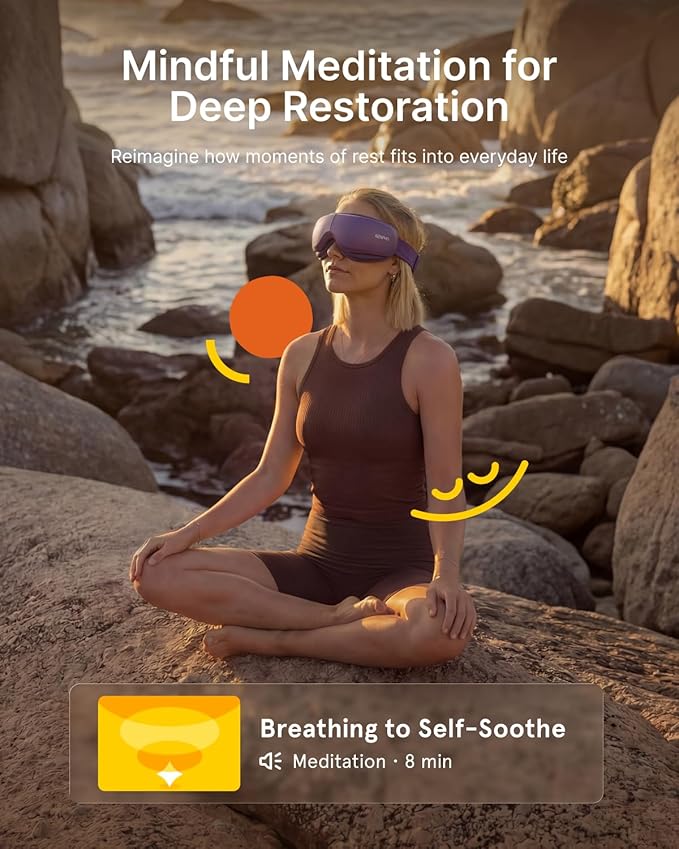RENPHO & Headspace Eye Massager with Heat, FSA Eligible HSA, Mothers Day Birthday Gifts for Women Her, Ultra-Quiet Eye Massager with Meditation Music, Lightweight Migraine Relief Eye Mask Eyeris Zen