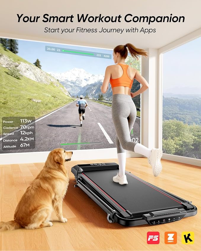 Walking Pad Treadmill with Incline, 2 in 1 Foldable Treadmills for Home Small Office, 300lbs Portable Compact Under Desk Treadmill with App, Remote Control and LED Display