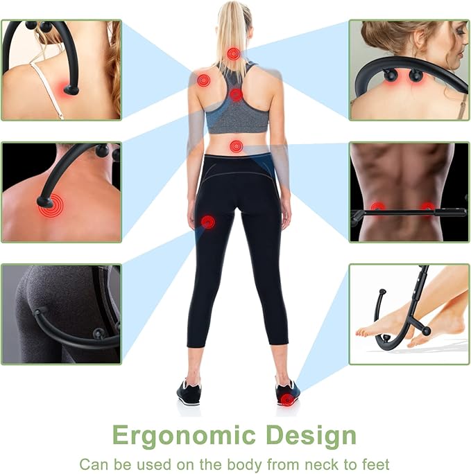 BVN Detachable Trigger Point Massage Cane – Manual Back & Shoulder Hook Massager for Pain Relief, Deep Tissue Self Massage Tool for Muscle Knots in Neck, Back, Legs & Feet