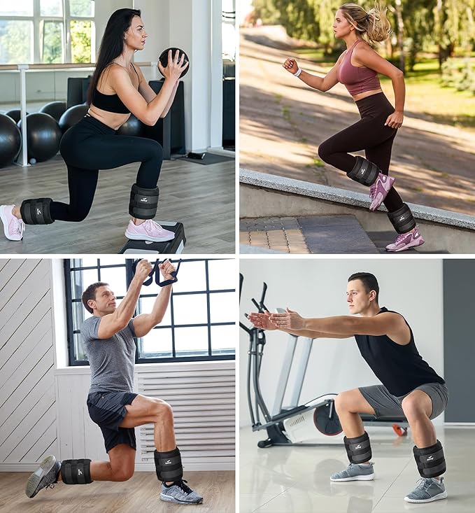 Ankle Weights A Pair of 1/2/3/4/6/8/10/12/20 LBS Wrist Leg Arm Weights for Women Men with Adjustable Straps, Strength weighted for Physical Therapy Running Walking Fitness Gym Workout