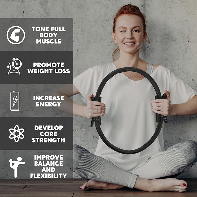 Syhood Pilates Ring 11. 81 Inch Pilates Circle Yoga Ring Magic Lightweight Flexible Workout Equipment for Fitness Physical Therapy Resistance Exercise Arms Legs