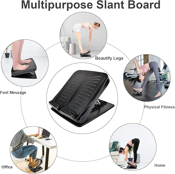 Slant Board, Calf Stretcher Ankle and Foot Incline Board for Stretching Tight Calves or Plantar Fasciitis Adjustable 4 Level (330 lb Capacity), Strength Training Equipment Leg Machines