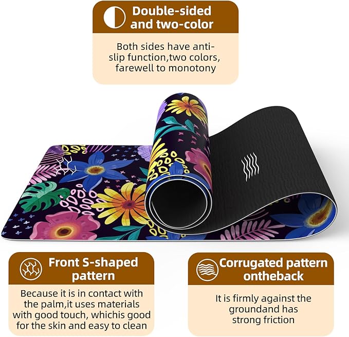 FOLAI Extra Thick Yoga Mat 6mm，pilates mat thick - Non-Slip Exercise Mat for HIIT, Pilates & Home Workouts & Workout with Free Carry Strap
