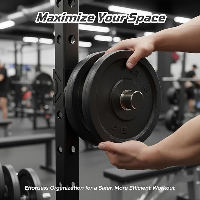 Stainless Steel Sleeve Weight Plate Holder for Power Rack – Choose 2×2 or 3×3 Uprights – Fits 5/8" to 1" Holes – 300lbs Capacity, Heavy-Duty Steel Peg with Stainless Cover, Pair