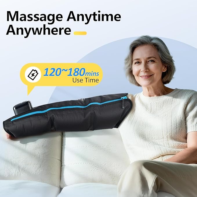 Comfytemp Air Compression Therapy Device K1065, Cordless Full Arm Massager for Circulation and Pain Relief, Portable Massage Sleeve for Wrist, Hand, Forearm