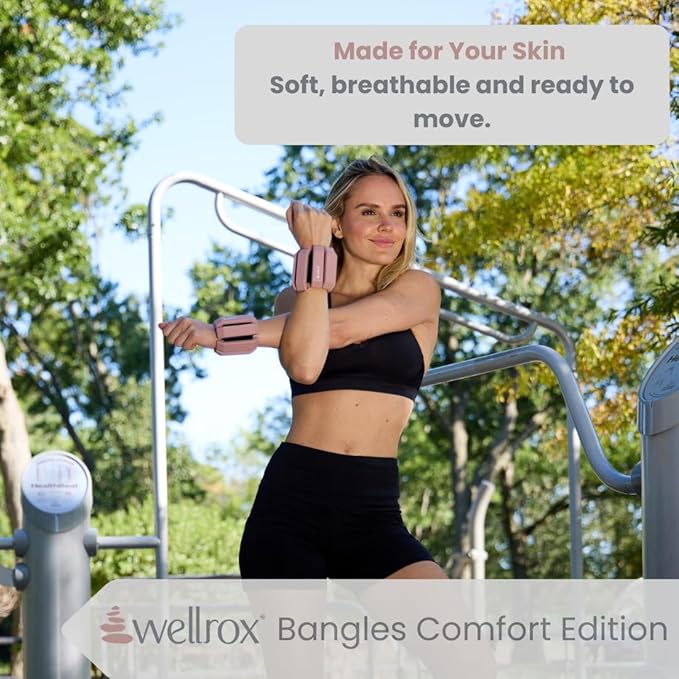 Wellrox Weighted Bangles – Adjustable Ankle and Wrist Weights for Women & Men – Set of Ankle Weights 2 lbs (1 lb Each Wrist Weight) | Weighted Arm Bands for Pilates, Yoga, Running & Walking