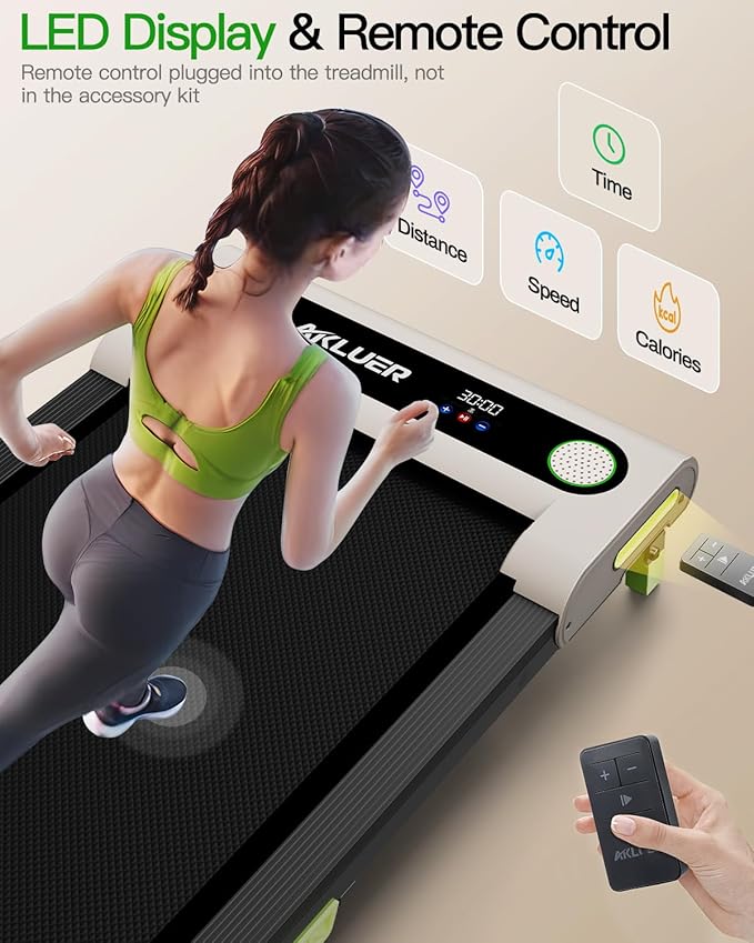 AKLUER Walking Pad with Incline, Under Desk Treadmill for Home, 2.5HP Portable Treadmills with Remote Control, 4 in 1 Incline Treadmill with LED Display